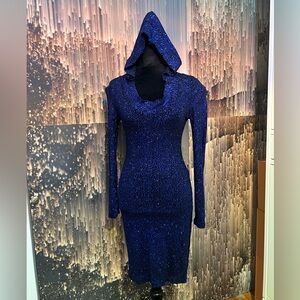 Blue glitter dress with hood - perfect for a party or a night out!
